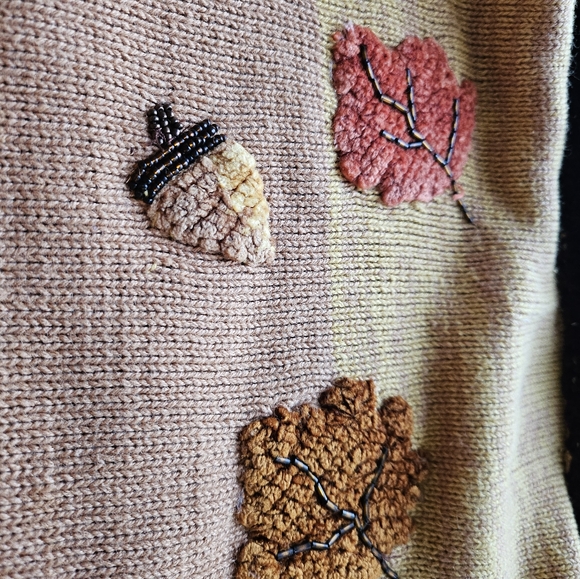 Autumn Leaf Knit &  Embroidered Cardigan - Picture 7 of 12